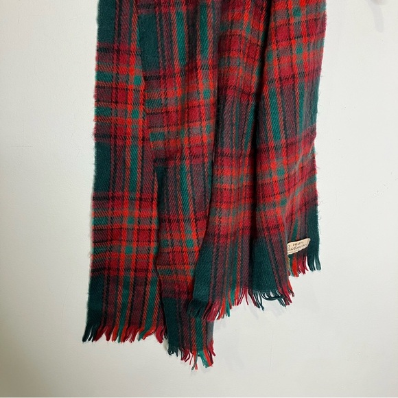 100%‎ cashmere tartan plaid scarf made in England red green - Picture 5 of 5